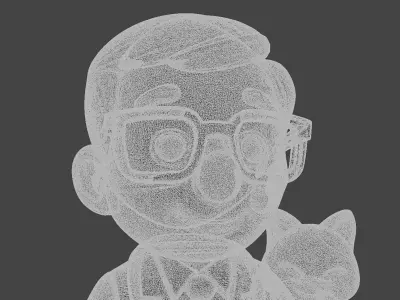 Veterinarian Cartoon Character 3D Model with Cat  for Printing 3D print model