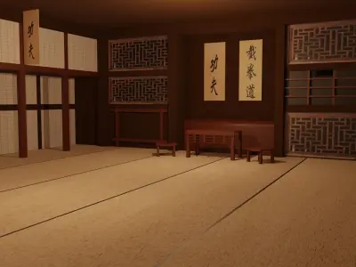 Kung-Fu Hall Low-poly 3D model