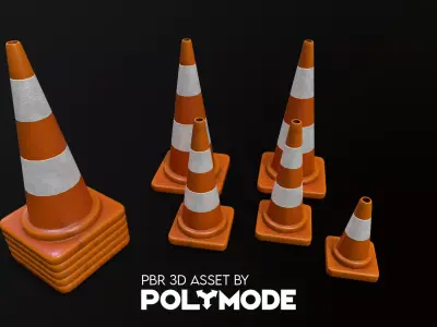 Traffic Cone 01 PBR Game-ready Low-poly 3D model