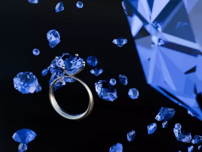 Exquisite Blue Diamond Ring with  Silver  Free low-poly 3D model