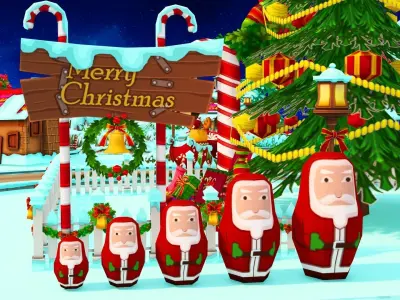 Cartoon Christmas Farm Low-poly 3D model