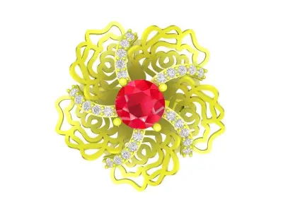 6124 luxury flower diamond ring  3D print model