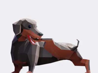 Dachshund Dogs Low-poly 3D model