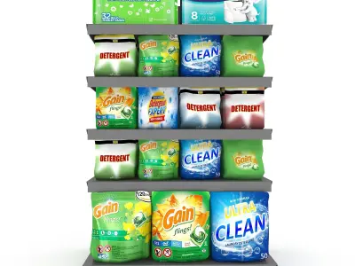 cleaning product market stand 08 Low-poly 3D model