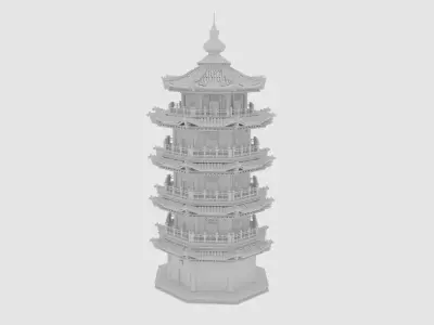  tower china japan tower chinese architecture 3D model