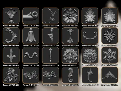 210 Ornament alpha brush and 3D Model Vol13 3D model