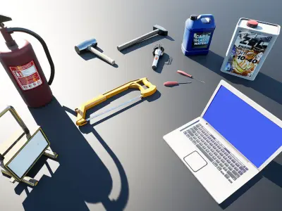 Hand Tools v2 - Unreal Engine Project Low-poly 3D model