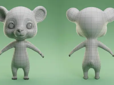  Bear Cartoon Low-poly 3D model
