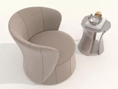 Modern Coffee Table and Armchair Set 74 3D model