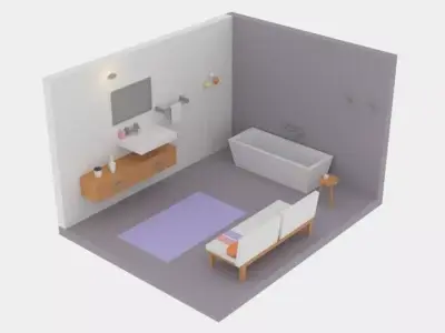 Low-poly Cartoon Bathroom Pack Free low-poly 3D model