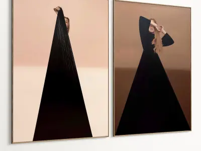 Plaster Two Photo Frame 445 Low-poly 3D model