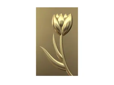 Tulip flower relief decor ornament 3D print model