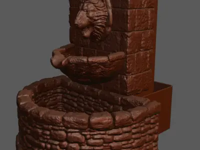 Lion Statue Working Fountain 3D Print 3D print model