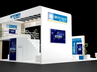 Double Deck Exhibition Stand 15x10m 3D model