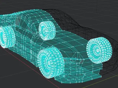 SPORT BLUE CAR LOW POLY - READY TO PLAY Low-poly 3D model