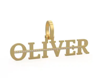 Model 1145 Oliver Name Pendant Stripe Diamond 3D print model