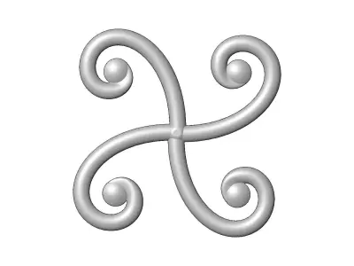 Forged 4 spiral scrolls rosette onlay relief 3D print model