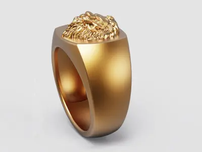 Lion Cushion Ring Silver Gold  Print 3D print model