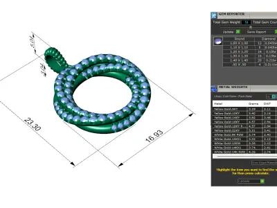 Sparkling Circular Pendant with Diamond 3D print model