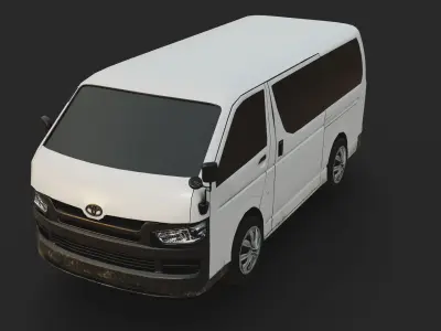 Toyota hiace van car Low-poly 3D model