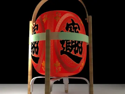 Chinese red lantern 3D model 6