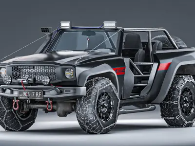 Generic Offroad SUV 4x4 vehicle Customizable Kitbash Pack Low-poly 3D model