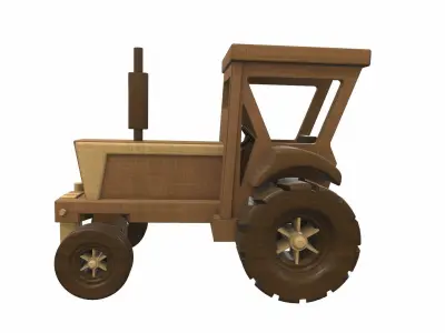 Wooden tractor toy 4 Free 3D model