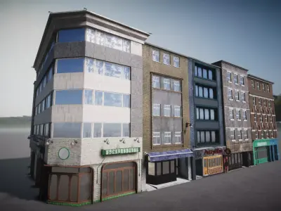 Pack of buildings for the game Low-poly 3D model