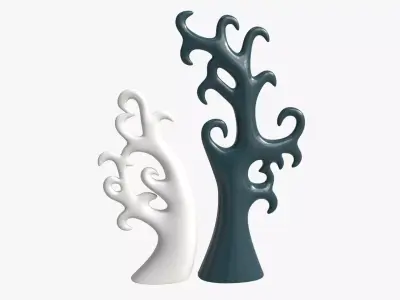 Abstract Tree Ceramic Figurine Set 06 v1 3D model