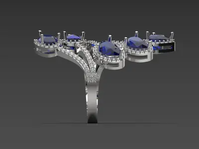 Luxury white gold ring with sapphire model jr00077 3D print model