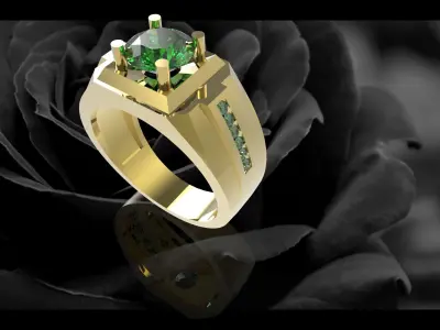 Luxury Emerald Men Ring 3D Model 649 3D print model