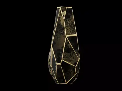 Black in Gold Hexa-Shaped Vase Low-poly 3D model