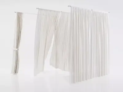 White see through window curtains 3D model