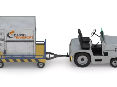 Airport Tug Clark CT30 Carrying Passengers Luggage 3D model