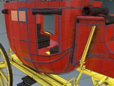 old stagecoach wagon carriage Low-poly 3D model