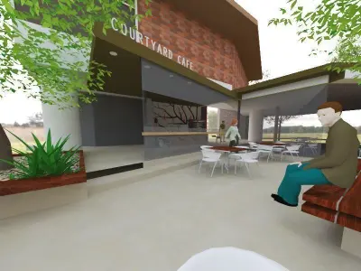 chofeeshop and library outdoor 3D print model