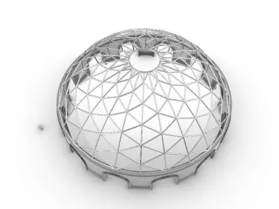 Triangulated Dome Pavilion wireframe structure 3D model