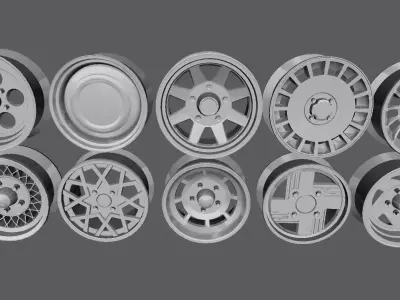 10 Rims Pack for Cars Low-poly 3D model