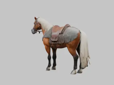 Medieval Horse Low-poly 3D model
