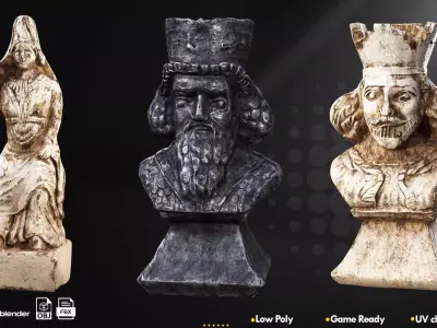 Persian Sculpture and Statue Low-poly 3D model