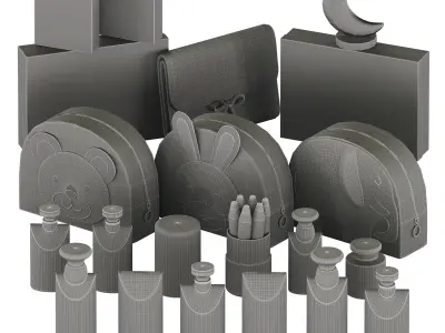 Childrens Bathroom decor set 02 3D model