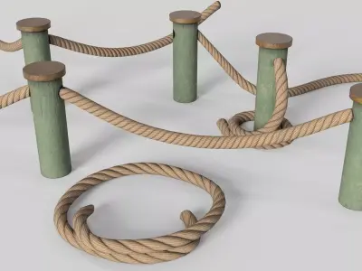 Rope fences - PBR  Game-Ready Low-poly 3D model