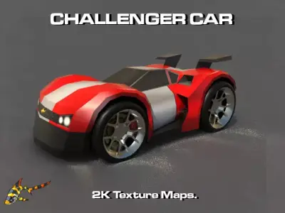 CHALLENGER CAR Low-poly 3D model