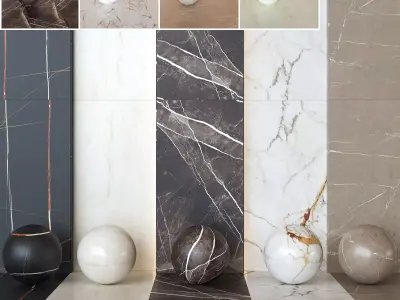 Marazzi Allmarble Vol 3 - Marble Tiles - 5 Colors -Set of 15 Texture