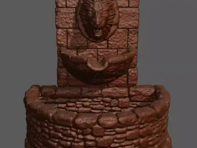 Lion Statue Working Fountain 3D Print 3D print model
