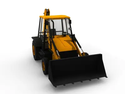 JCB Backhoe Loader model Low-poly 3D model