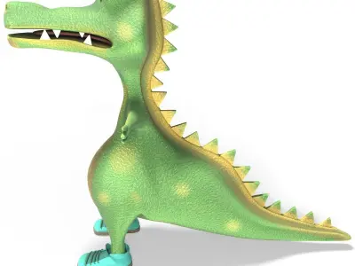 crocodile toon Low-poly 3D model