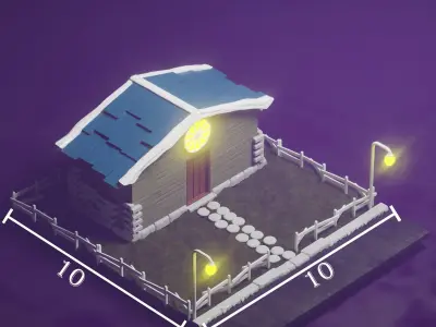 Village House - Unity - Unreal Engine -Low Poly  Low-poly 3D model