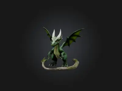 Realistic Forest Dragon Model Low-poly 3D model