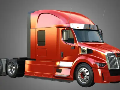 57X Truck - 64T Truck - Ultra Cab Sleeper Semi Trucks 2 in 1 3D Model Collection